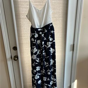 Elegant White and Black Floral Jumpsuit